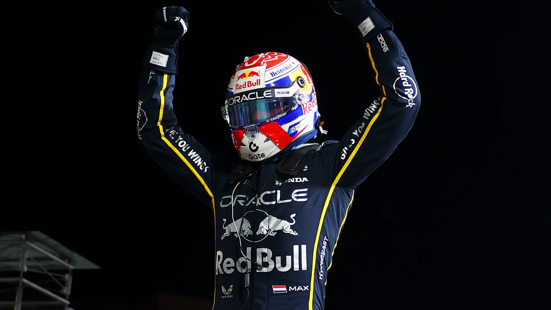 LAS VEGAS, NEVADA - NOVEMBER 22: Max Verstappen of the Netherlands driving the (1) Oracle Red Bull